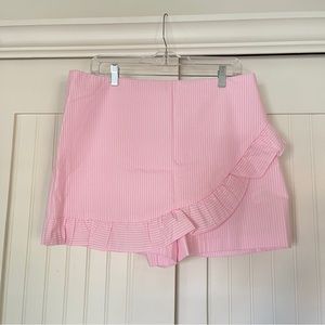 Lilly Pulitzer Capri Coral Pink and White Seersucker Faye Skort